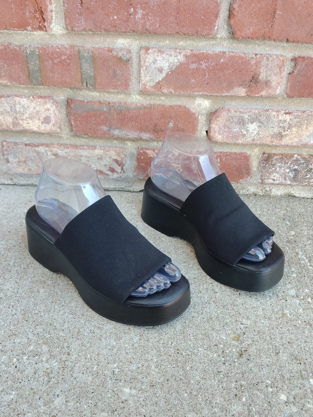 Wild Fable Knit Stretch Black Platform Sandals Size 6 Y2K Whimsigoth Retro